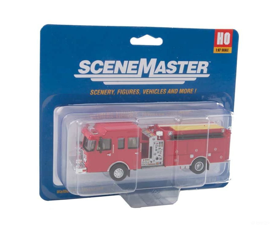 Walthers Scenemaster 13800 Heavy-Duty Fire Engine - Assembled -- Red Cars & Trucks