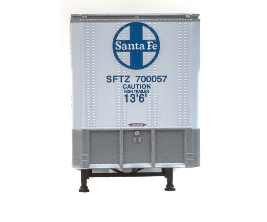 Walthers Scenemaster 2501 40’ Trailmobile Trailer 2-Pack - Assembled -- Santa Fe (White Blue)