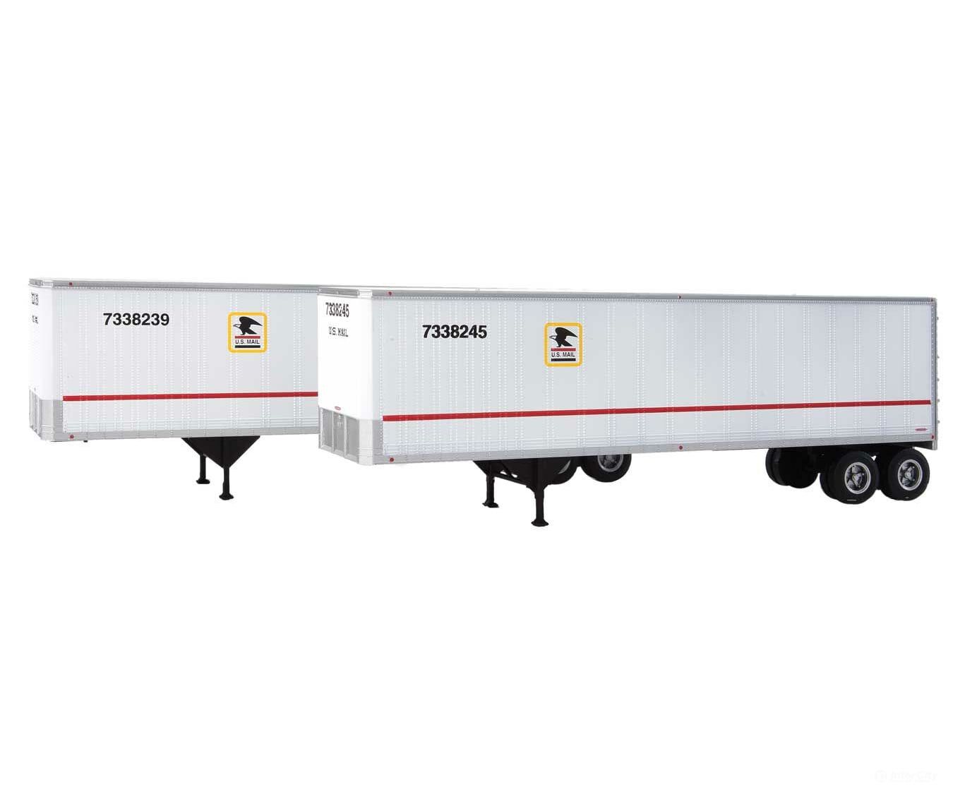 Walthers Scenemaster 2517 40’ Trailmobile Trailer 2-Pack - Assembled -- Us Postal Service (White