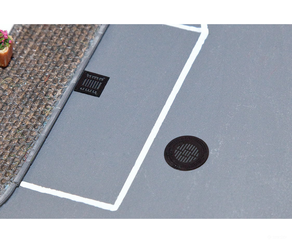 Walthers Scenemaster 4123 Manhole Covers & Sewer Grates -- Etched-Metal - 4 6 Scenery Details