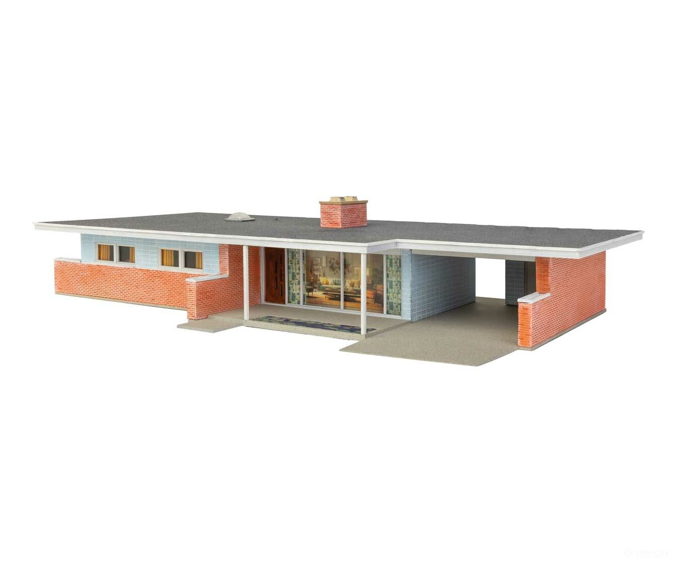 Walthers Scenemaster 4156 Mid-Century Modern Home -- Kit - 9-7/16 X 5-5/32 1-15/16’ 23.9 13 4.9Cm