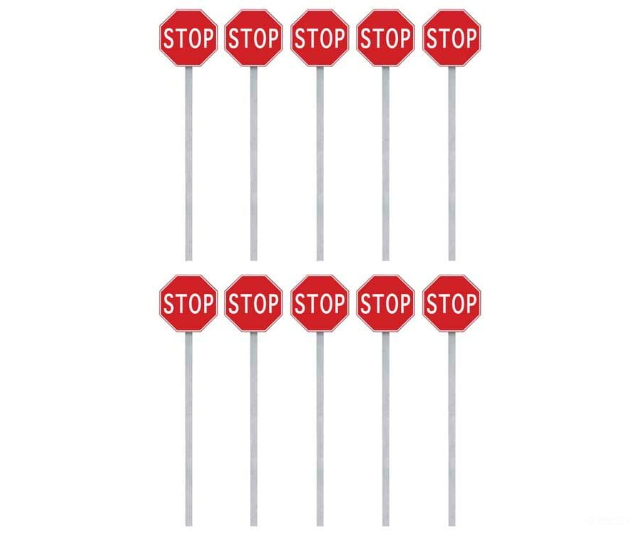 Walthers Scenemaster 4212 Stop Signs Pkg(10) -- 1954-Present (Red White) Scenery Details