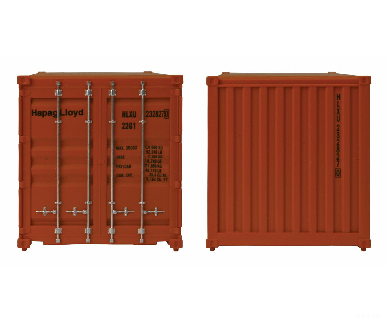 Walthers Scenemaster 8055 20’ Corrugated Container - Assembled -- Hapag-Lloyd (Orange Blue)