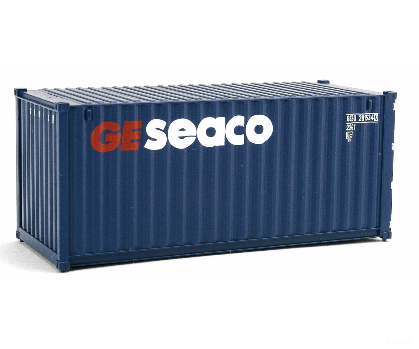Walthers Scenemaster 8064 20’ Corrugated Container - Assembled -- Ge Seaco (Blue White Red)