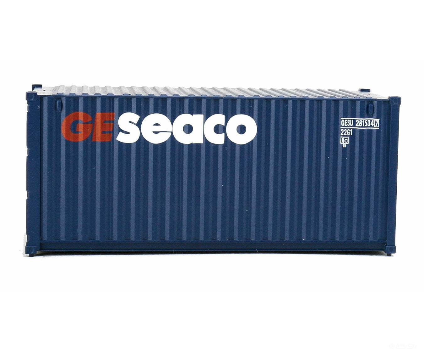 Walthers Scenemaster 8064 20’ Corrugated Container - Assembled -- Ge Seaco (Blue White Red)