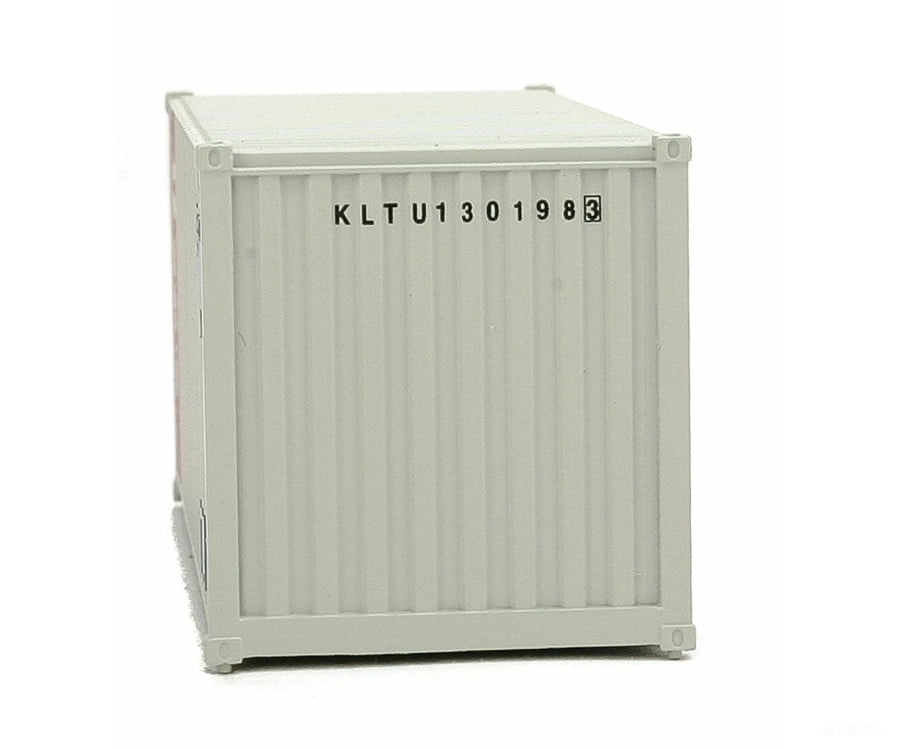 Walthers Scenemaster 8065 20’ Corrugated Container - Assembled -- K-Line (Gray Red White) Freight