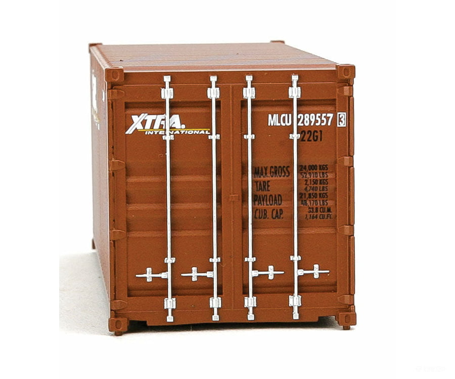 Walthers Scenemaster 8067 20’ Corrugated Container - Assembled -- Xtra Leasing (Brown White)