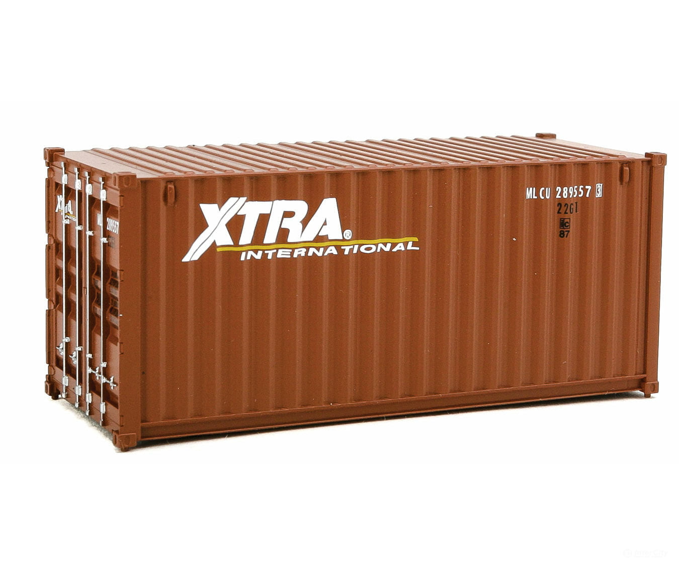 Walthers Scenemaster 8067 20’ Corrugated Container - Assembled -- Xtra Leasing (Brown White)