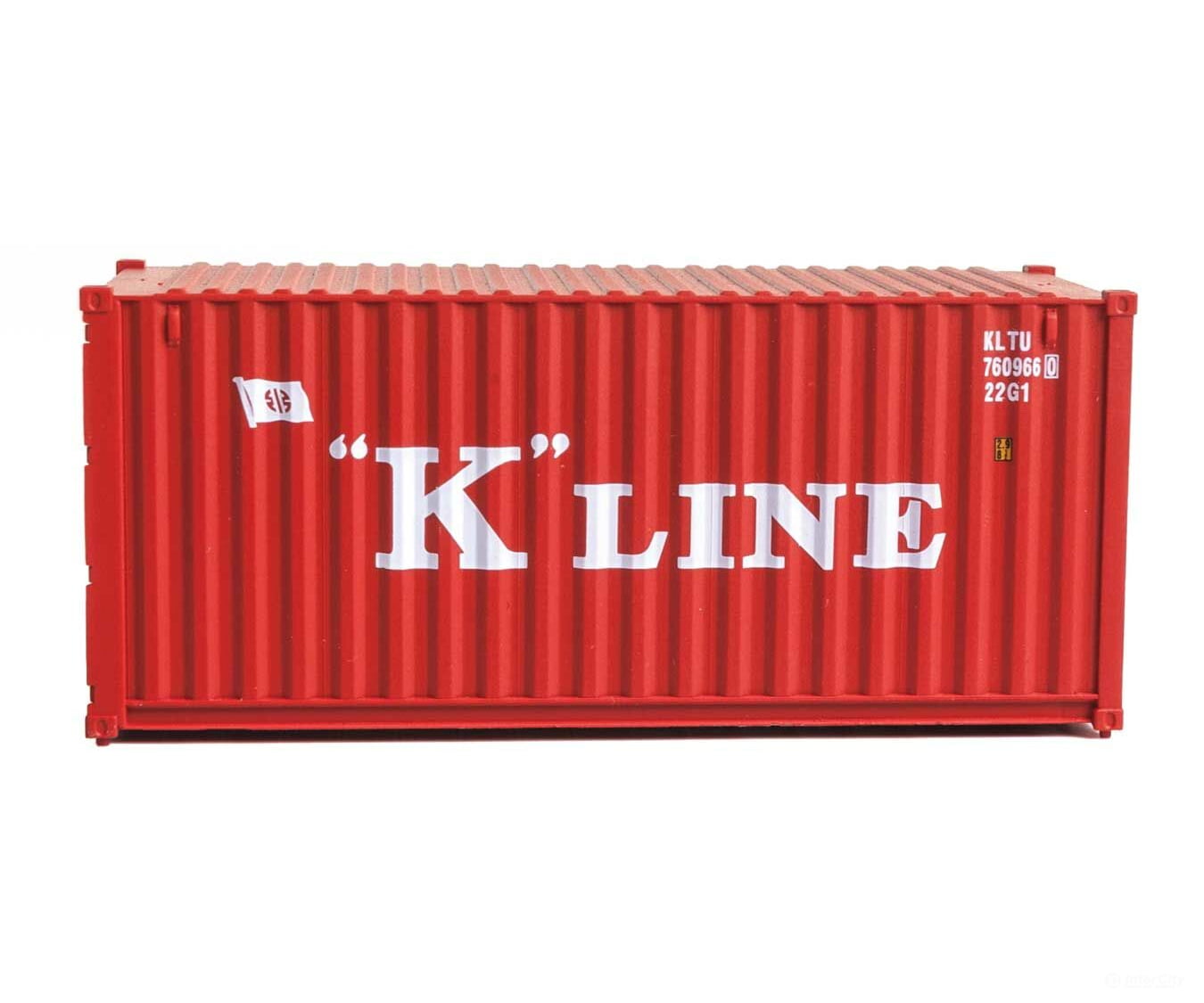 Walthers Scenemaster 8073 20’ Corrugated Container - Assembled -- K-Line (Red White) Freight