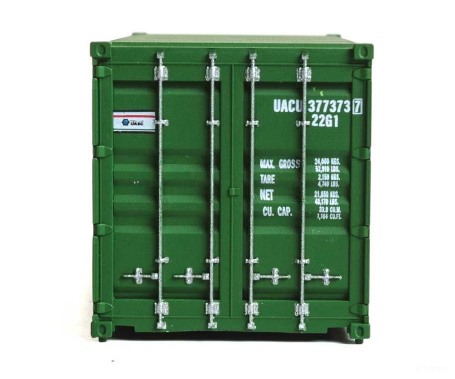 Walthers Scenemaster 8076 20’ Corrugated Container - Assembled -- Uasc (Green White Red) Freight