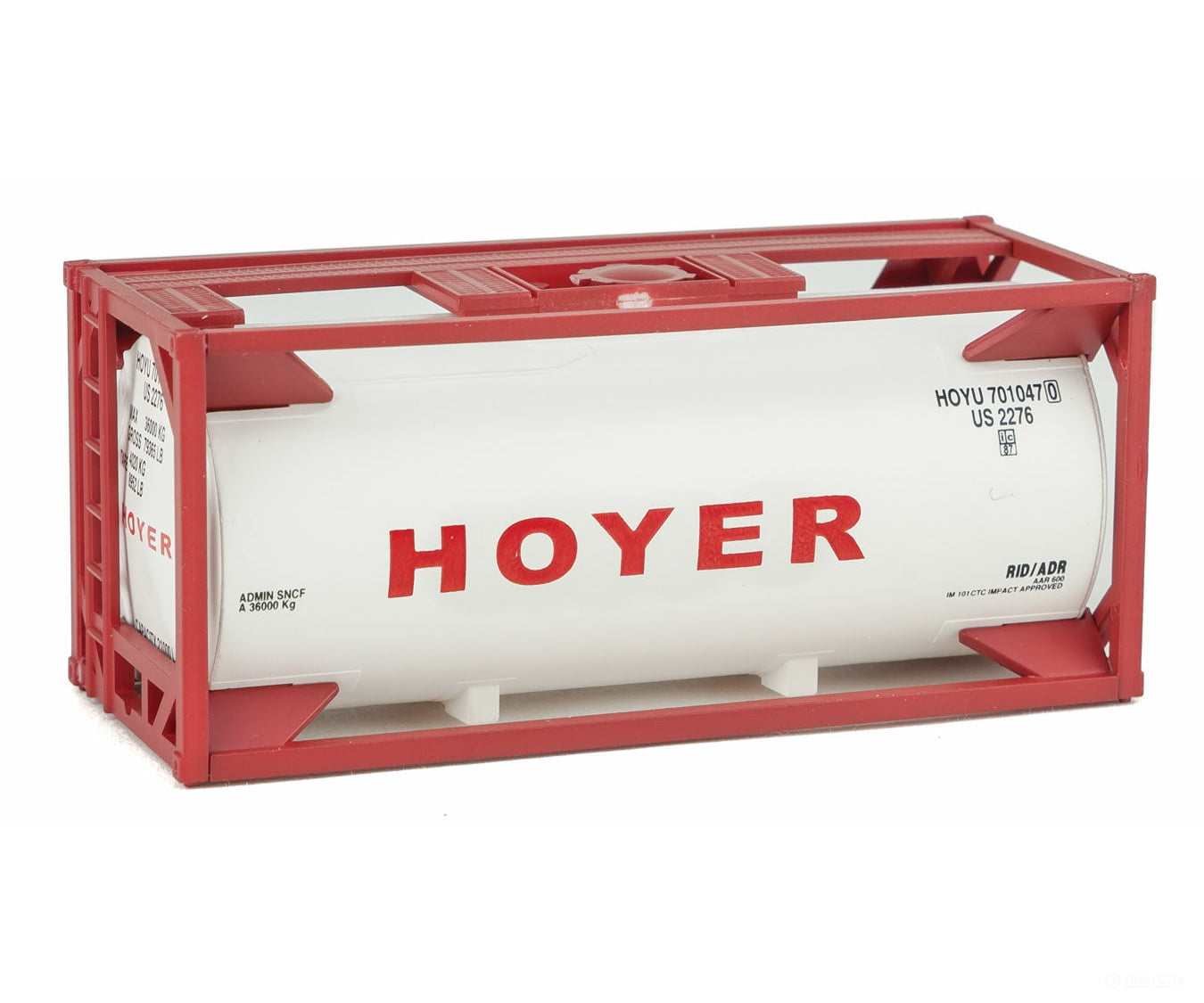 Walthers Scenemaster 8108 20’ Tank Container - Kit -- Hoyer (White Red) Freight Loads & Containers