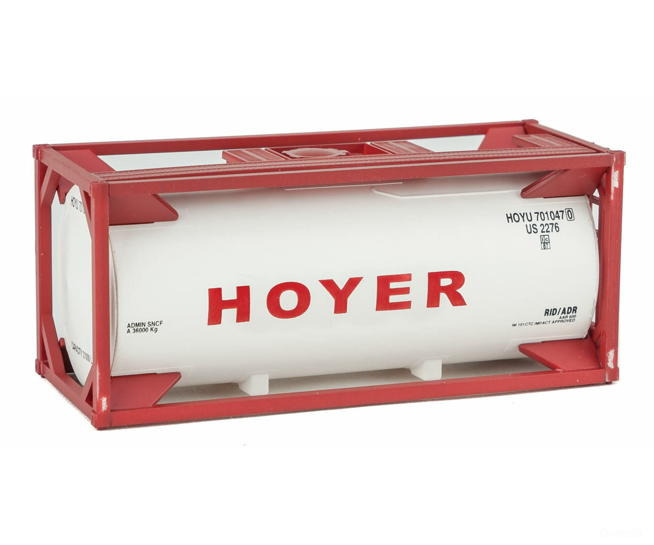 Walthers Scenemaster 8108 20’ Tank Container - Kit -- Hoyer (White Red) Freight Loads & Containers