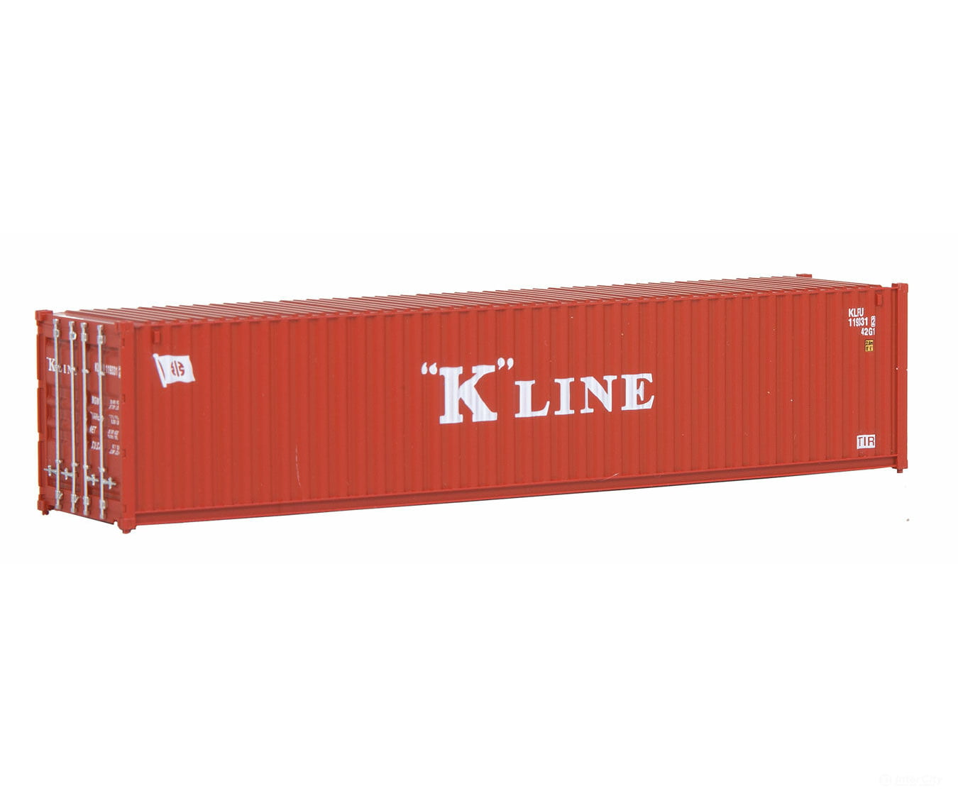 Walthers Scenemaster 8153 40’ Corrugated Container - Assembled -- K-Line (Red White) Freight