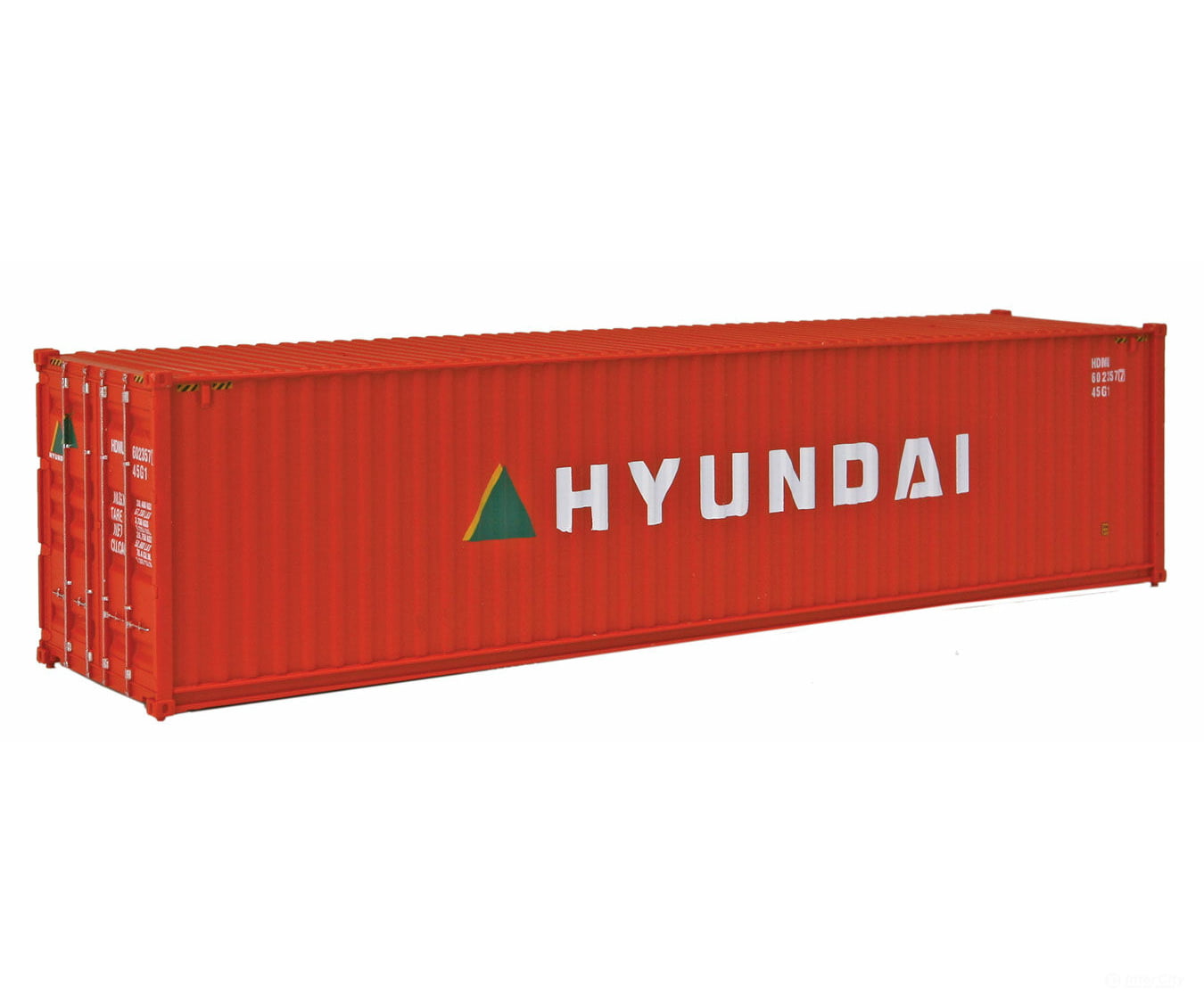 Walthers Scenemaster 8253 40 Hi Cube Corrugated Side Container - Assembled -- Hyundai (Orange White