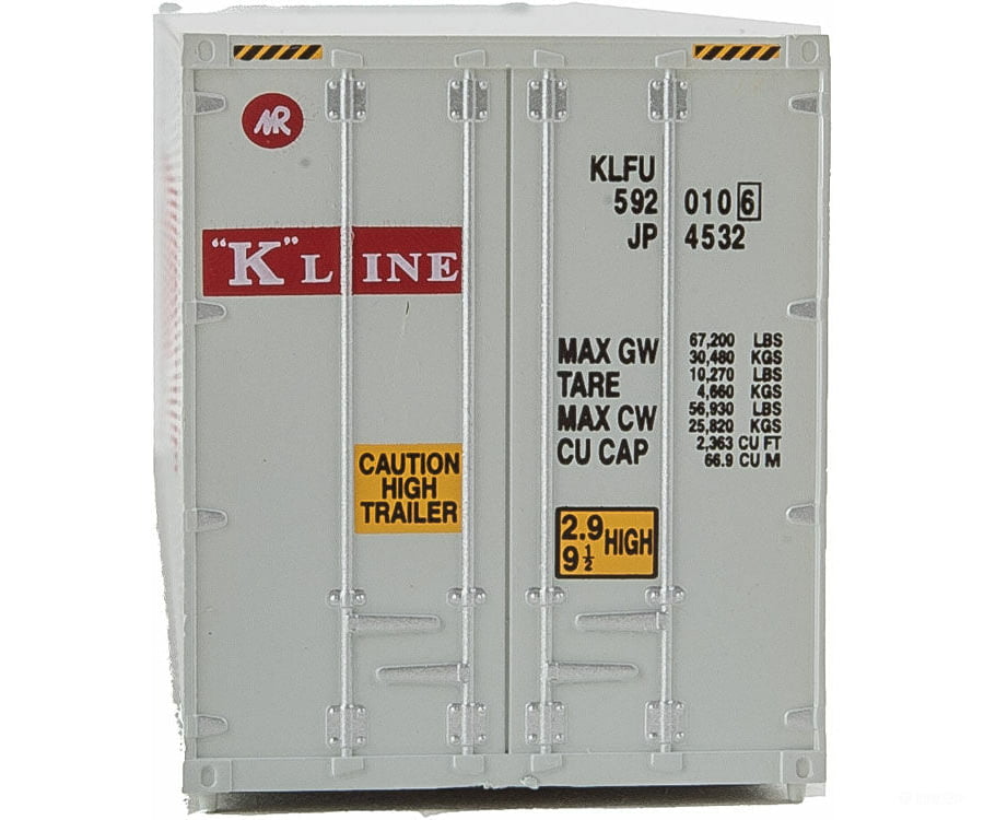 Walthers Scenemaster 8351 40 Hi Cube Smooth Side Reefer Container - Assembled -- K-Line (Grey Red