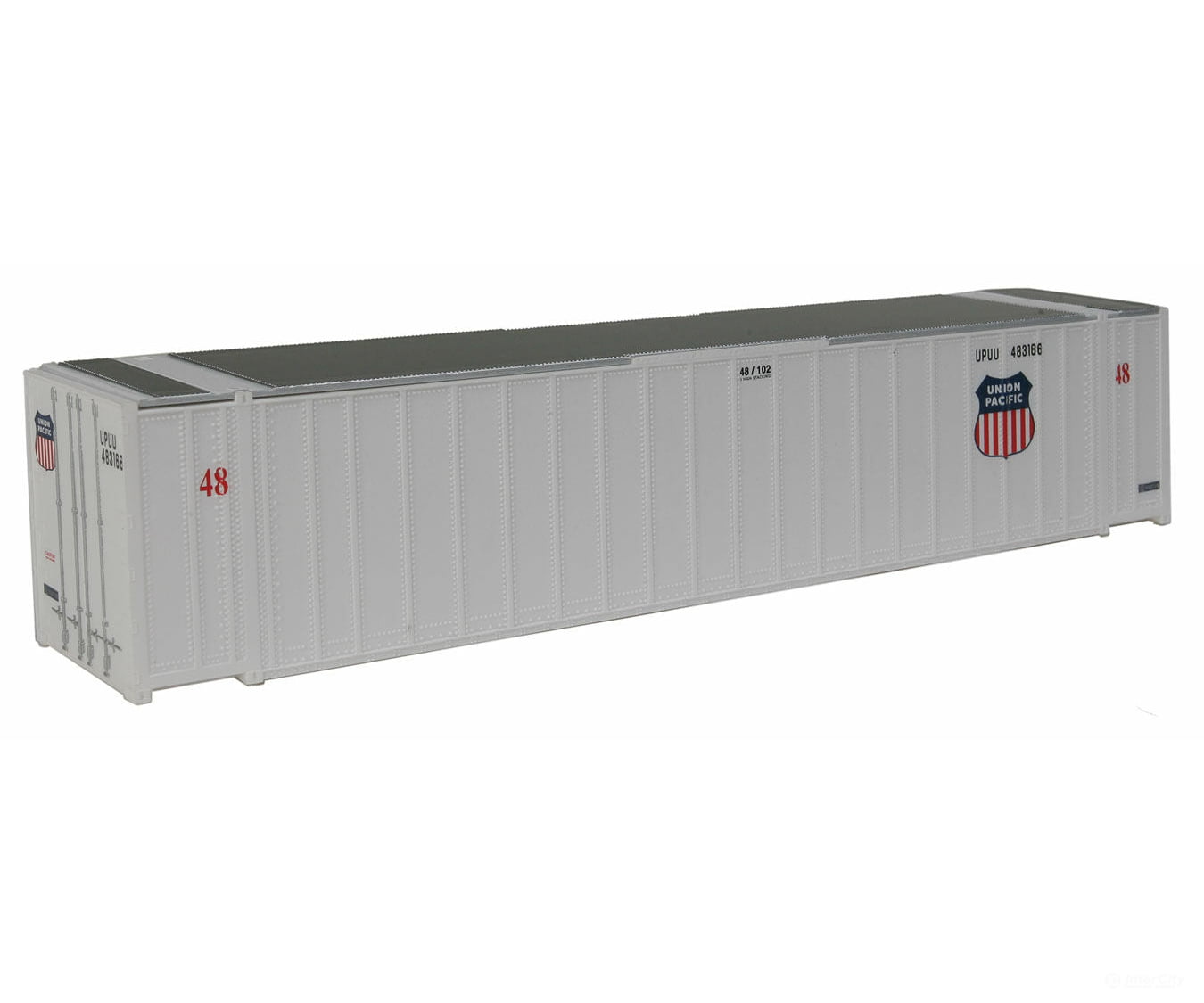 Walthers Scenemaster 8460 48’ Ribbed Side Container - Assembled -- Union Pacific(R) (White Shield