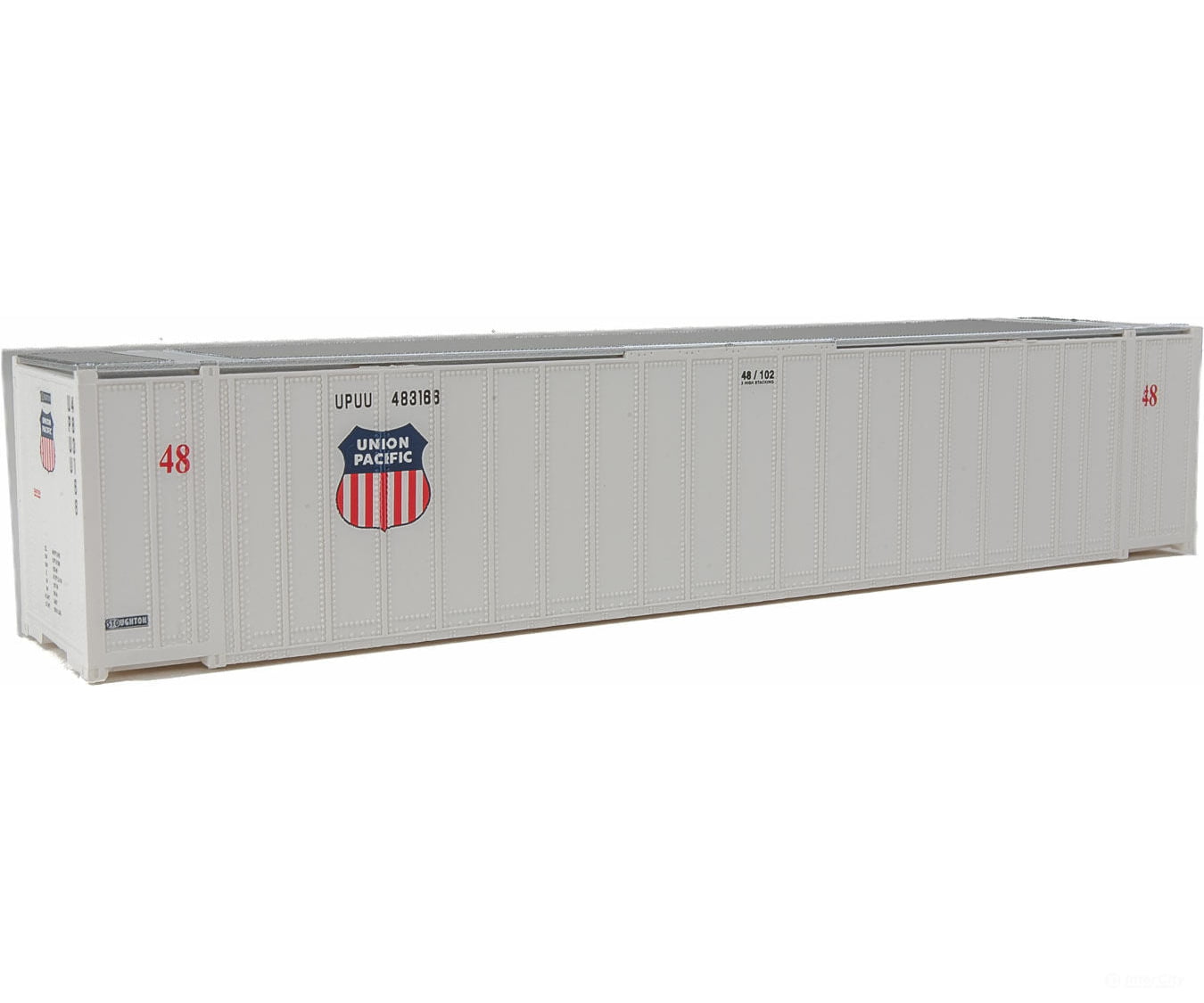 Walthers Scenemaster 8460 48’ Ribbed Side Container - Assembled -- Union Pacific(R) (White Shield