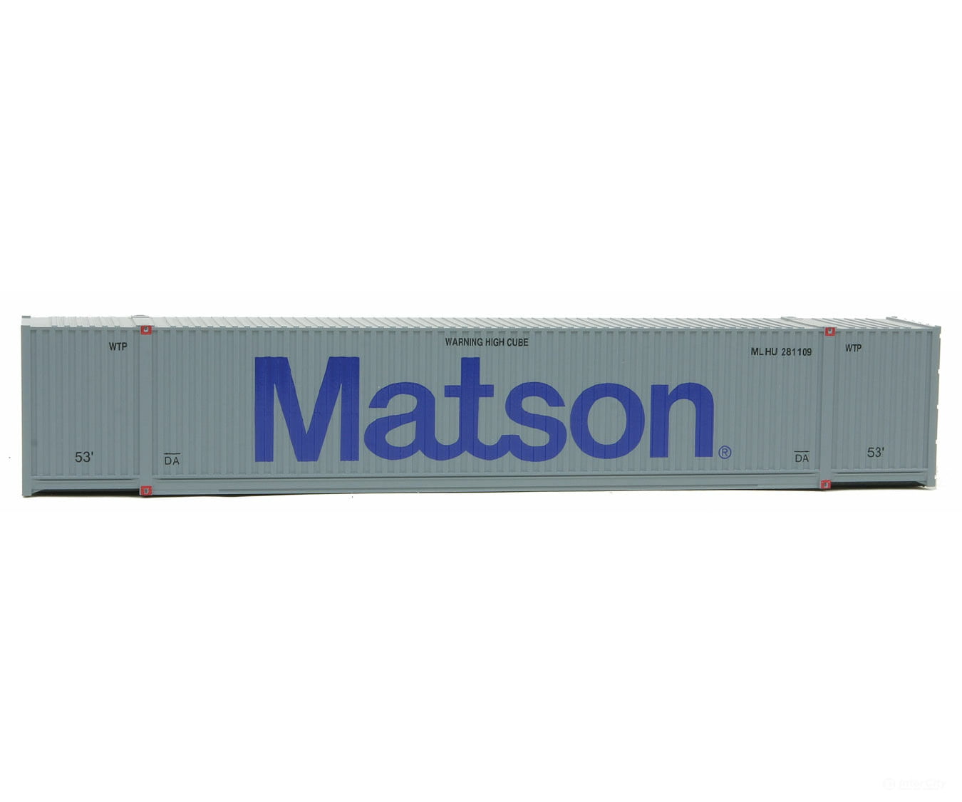Walthers Scenemaster 8516 53’ Singamas Corrugated-Side Container - Ready To Run -- Matson (Gray
