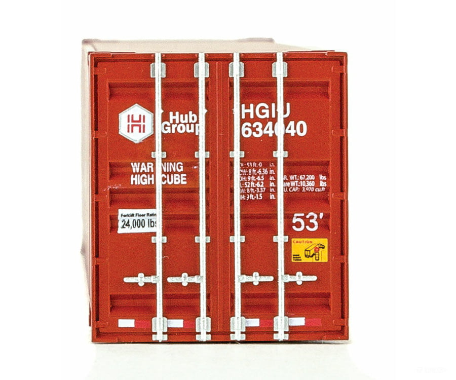 Walthers Scenemaster 8521 53’ Singamas Corrugated-Side Container - Assembled -- Hub Group (Red