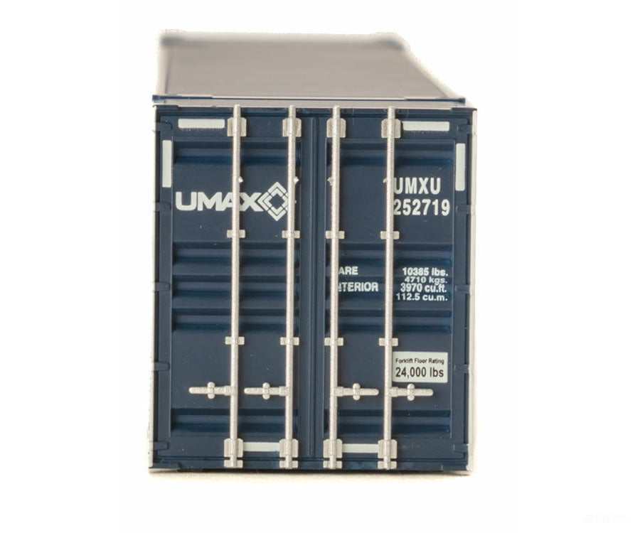 Walthers Scenemaster 8524 53’ Singamas Corrugated-Side Container - Assembled -- Umax (Blue White)
