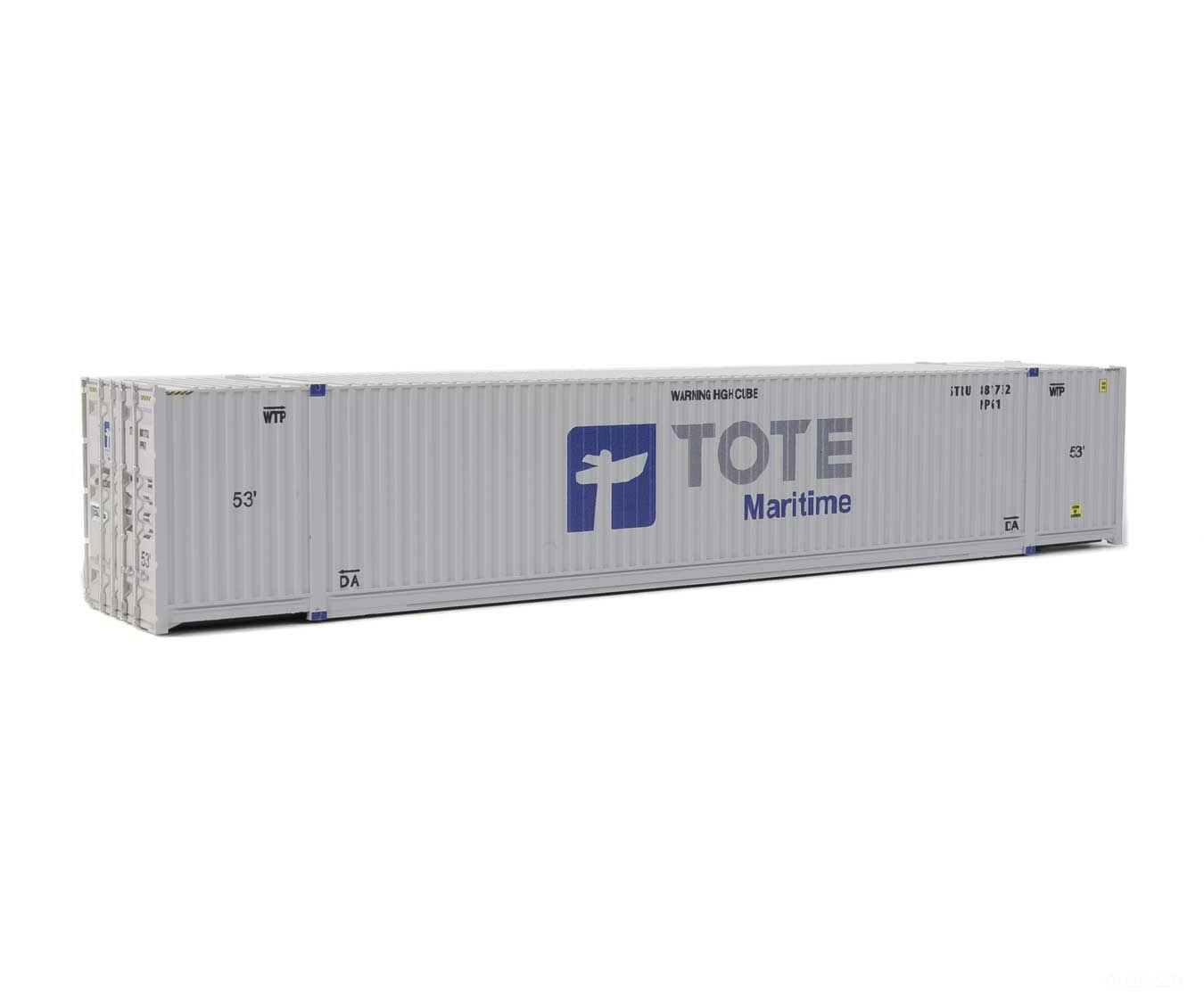 Walthers Scenemaster 8538 53’ Singamas Corrugated-Side Container - Assembled -- Tote (White Blue