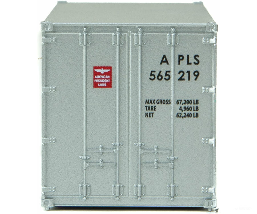 Walthers Scenemaster 8651 20 Smooth-Side Container - Ready To Run -- American President Lines (Gray