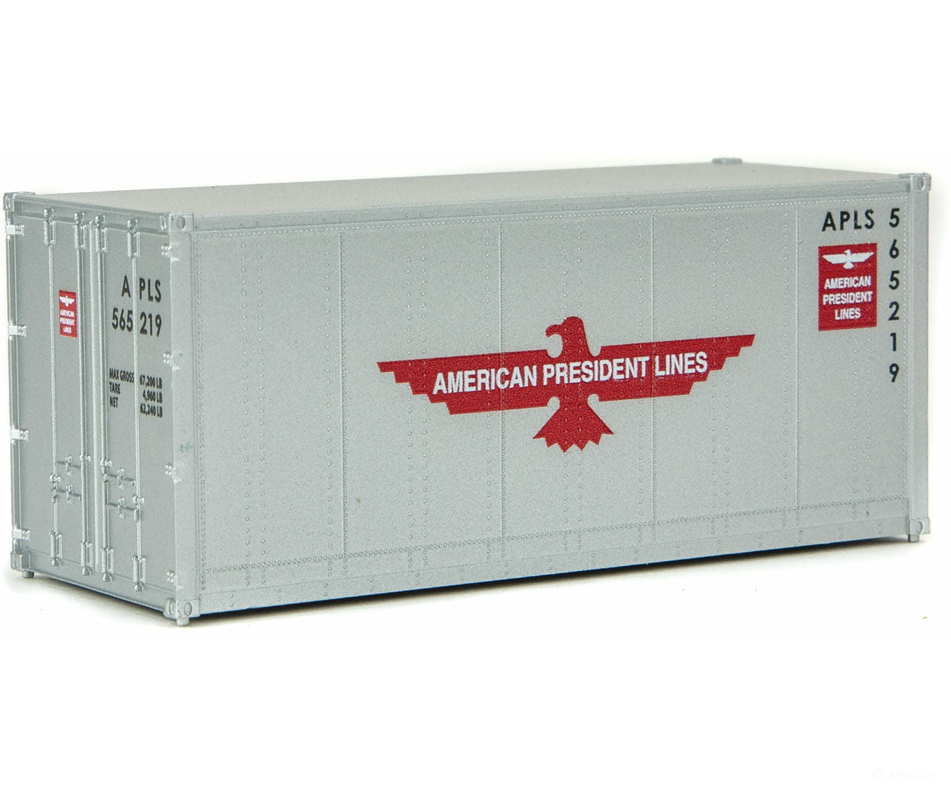 Walthers Scenemaster 8651 20 Smooth-Side Container - Ready To Run -- American President Lines (Gray
