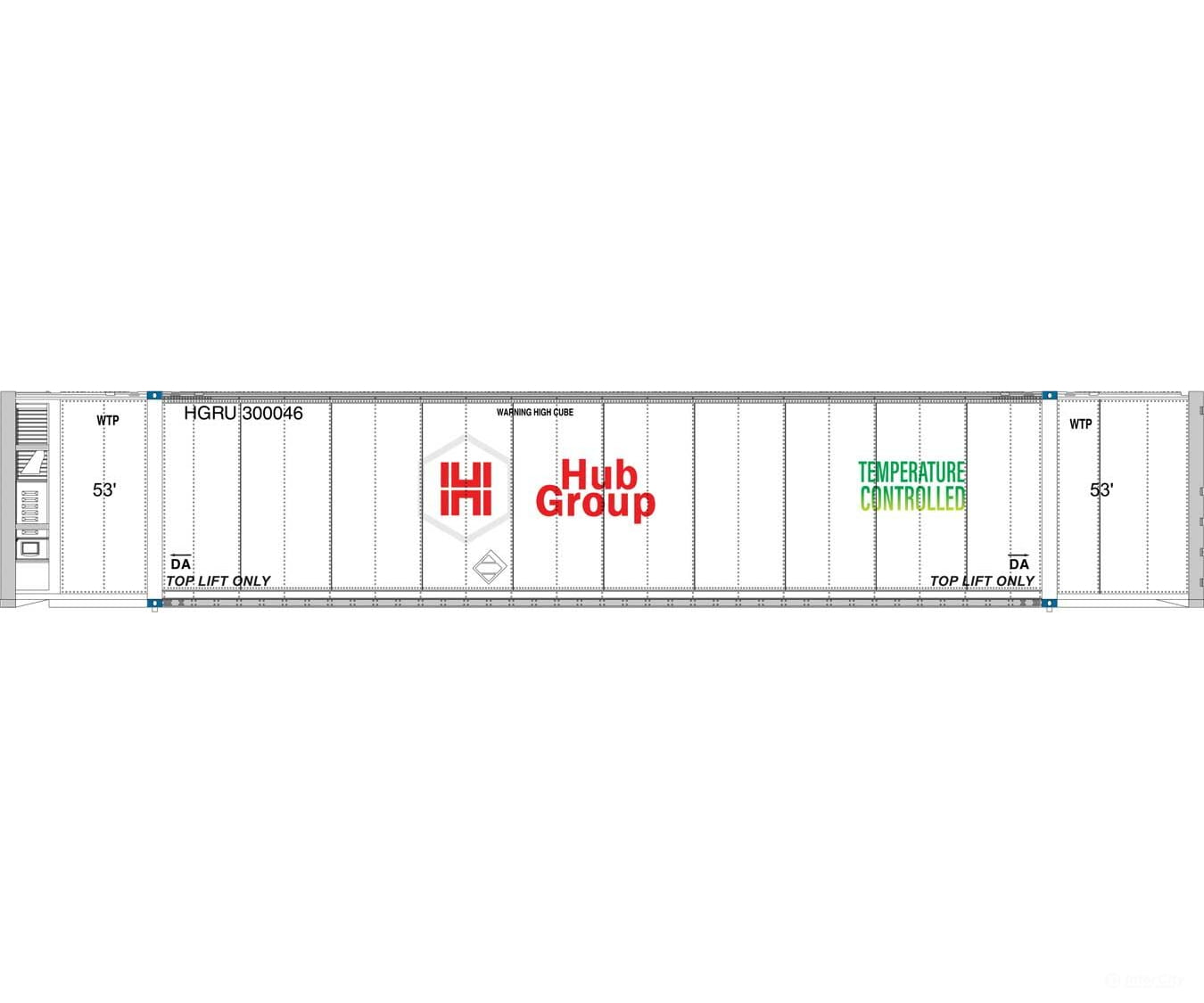 Walthers Scenemaster 8705 53’ Reefer Container - Ready To Run -- Hub Group Freight Loads &