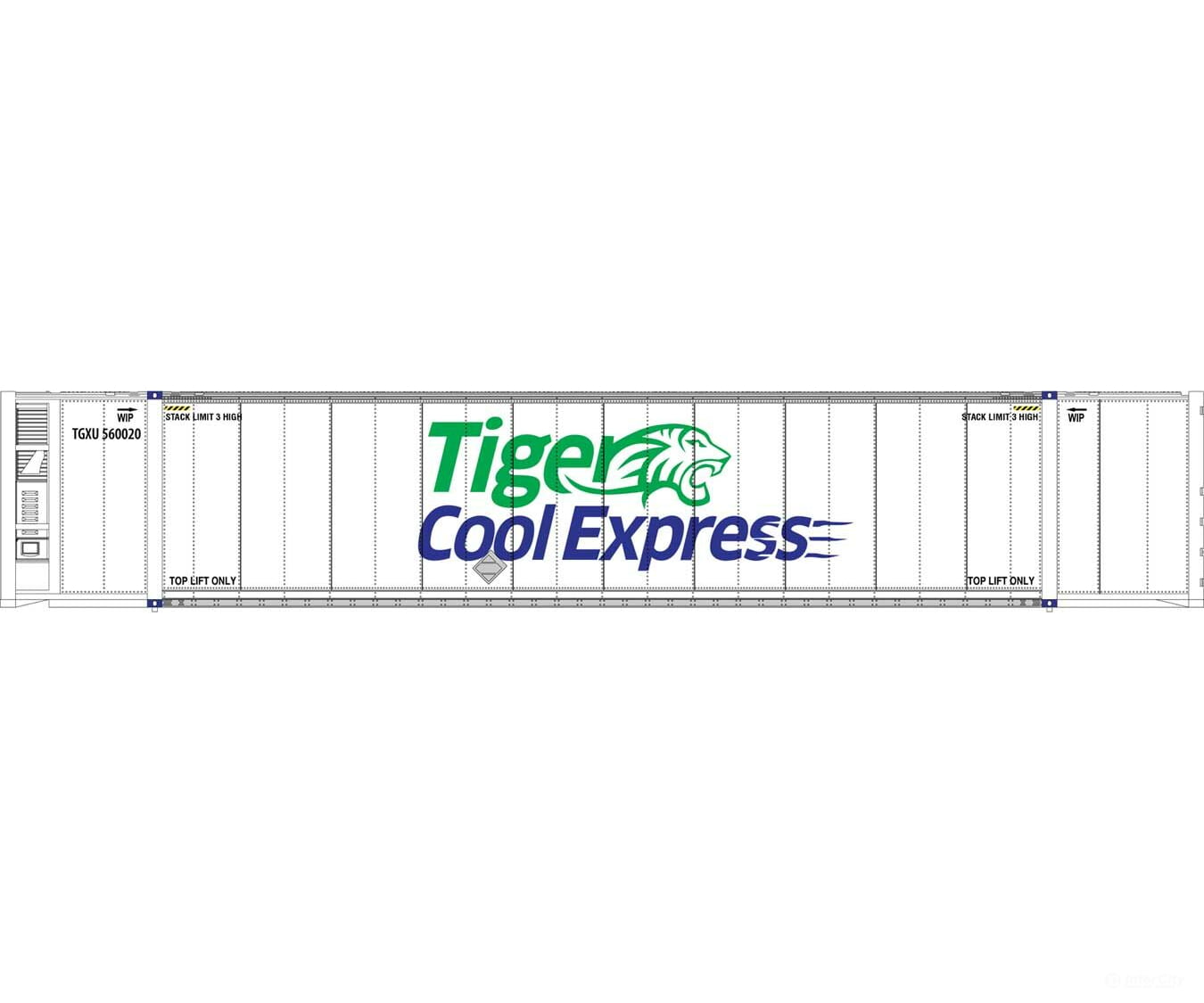 Walthers Scenemaster 8708 53’ Reefer Container - Ready To Run -- Tiger Cool Express Freight Loads