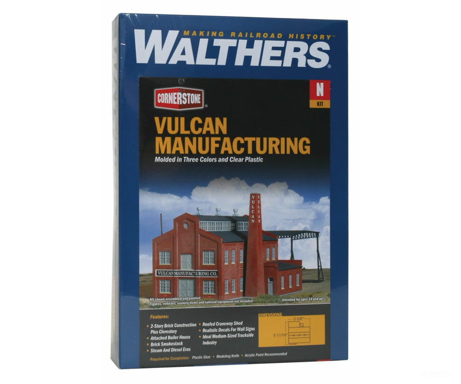Walthers Cornerstone 3233 Vulcan Manufacturing Co. -- Kit - 5-5/8 X 5-11/16 4-11/16’ 14 14.2 12Cm