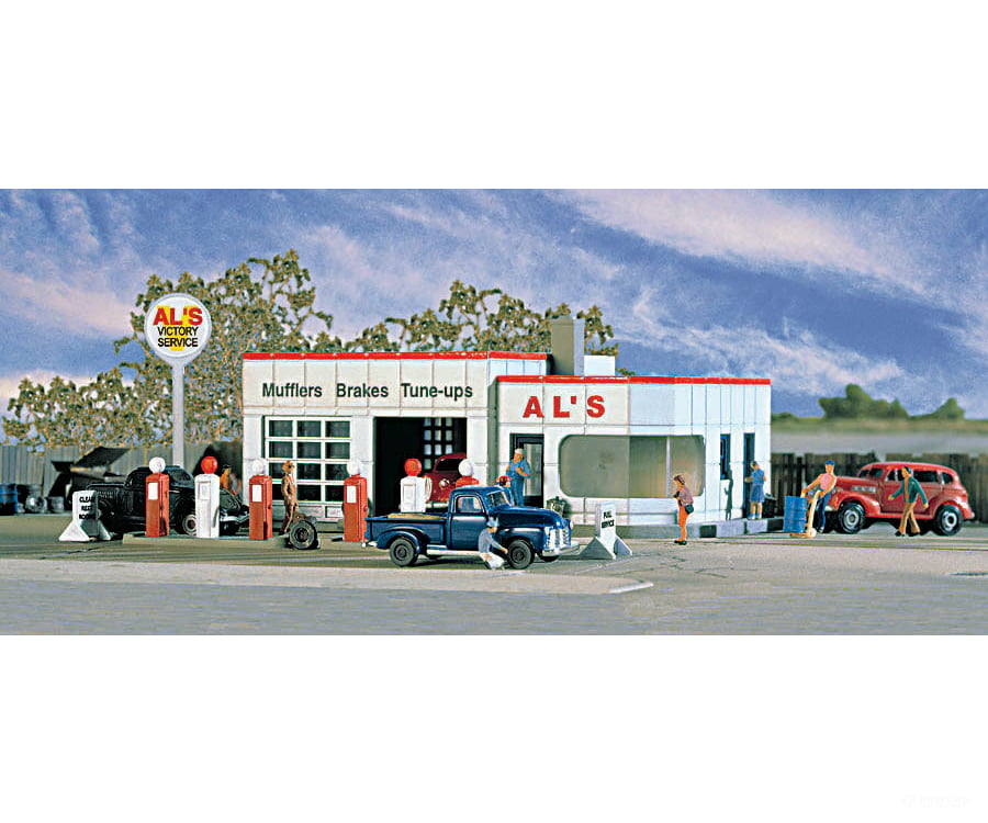 Walthers Cornerstone 3243 Al’s Victory Service Gas Station -- Kit - 3-1/4 X 2-1/4’ 8.1 5.6Cm