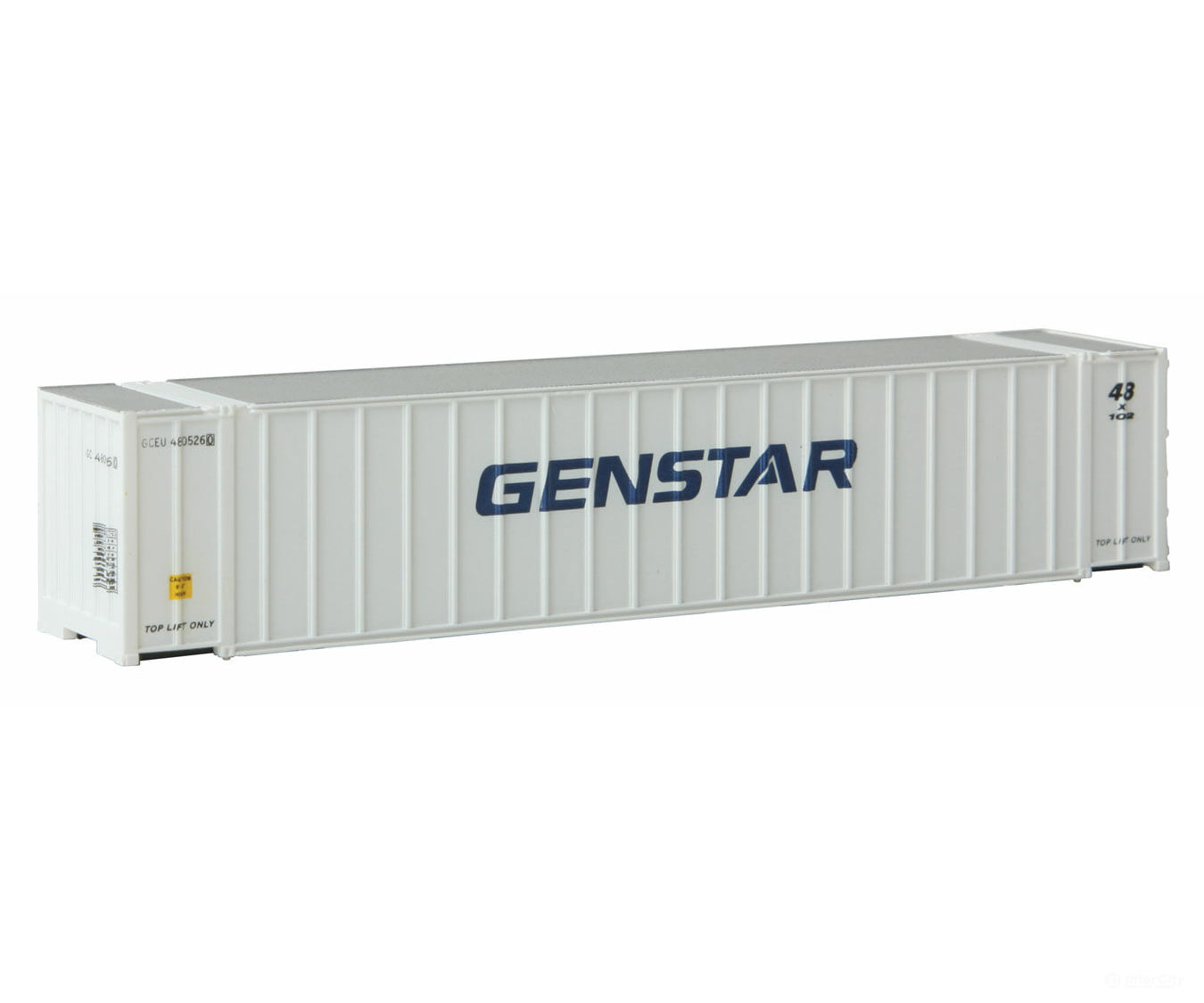 Walthers Scenemaster 8844 48’ Ribbed Side Container - Assembled -- Genstar (White Blue) Freight