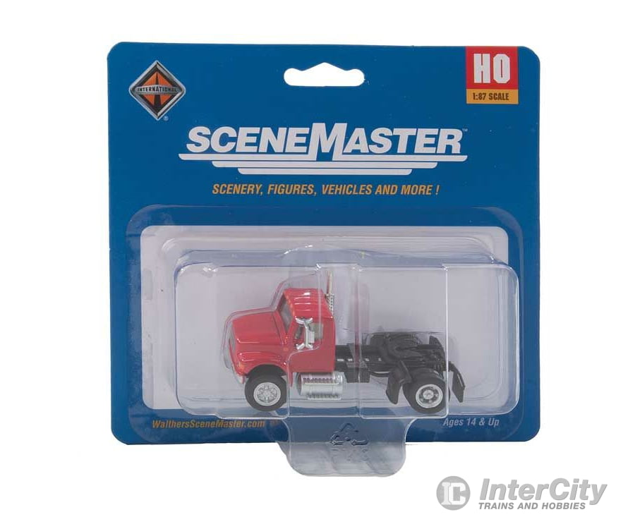 Walthers Scenemaster 11191 International(R) 4900 Single-Axle Semi Tractor Only - Assembled -- Red