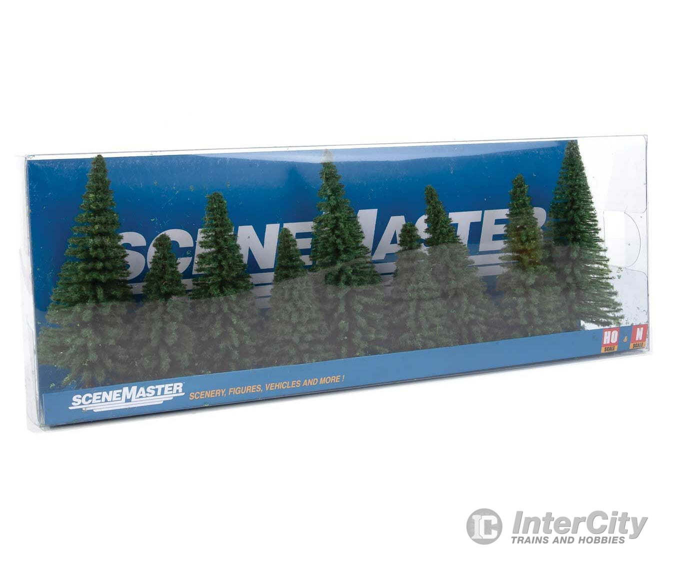 Walthers Scenemaster 1160 Fir Trees Pkg(9) -- 3-1/8 To 4-3/4’ 8 12Cm Tall W/Flat Base & Vegetation