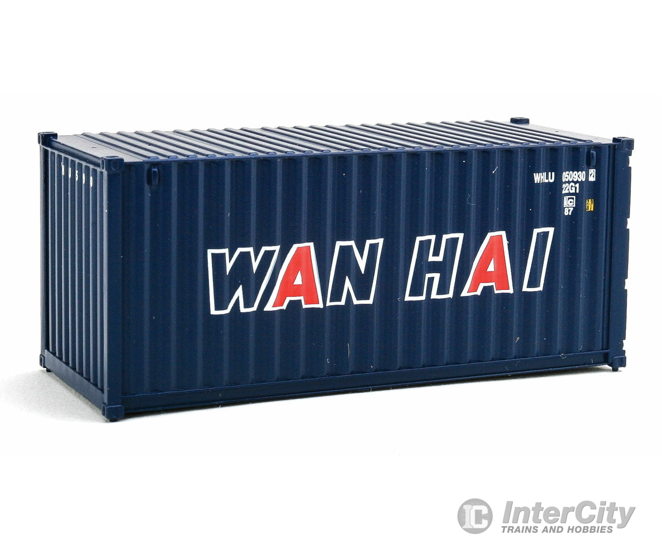 Walthers Scenemaster 8066 20’ Corrugated Container - Assembled -- Wan Hai (Blue White Red A
