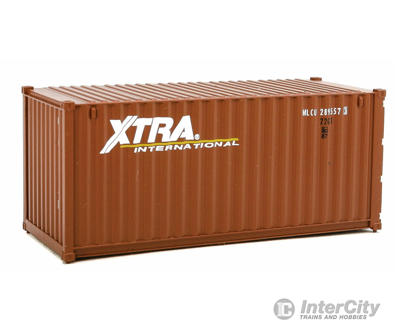 Walthers Scenemaster 8067 20’ Corrugated Container - Assembled -- Xtra Leasing (Brown White)