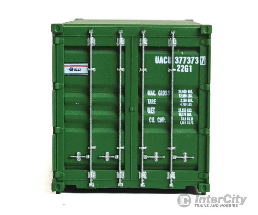 Walthers Scenemaster 8076 20’ Corrugated Container - Assembled -- Uasc (Green White Red) Freight