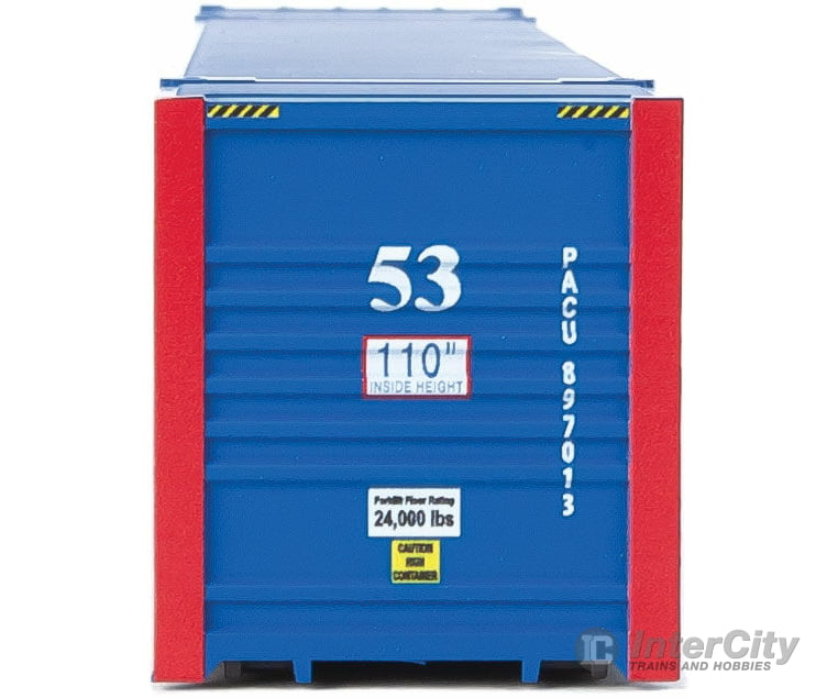 Walthers Scenemaster 8535 53’ Singamas Corrugated-Side Container - Assembled -- Pacer (Blue White