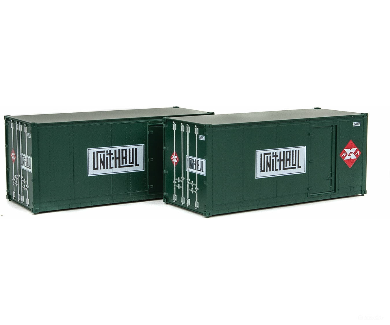 Walthers Scenemaster 8681 20’ Smooth-Side Container With Right Side Door 2-Pack - Ready To Run --