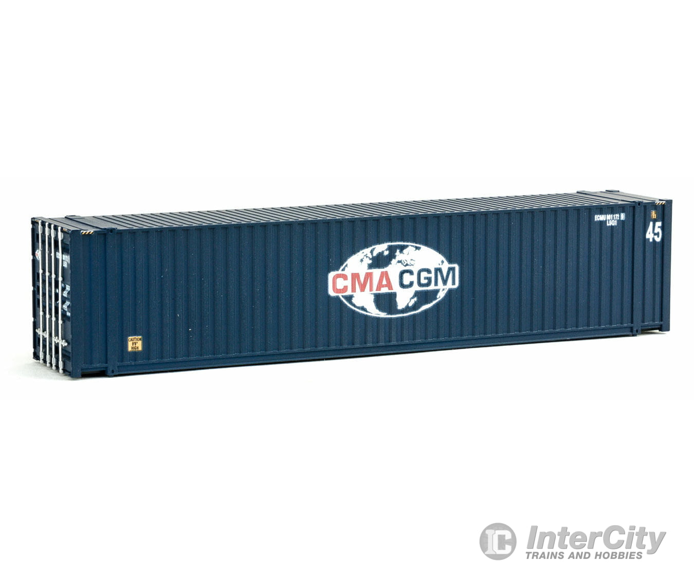 Walthers Scenemaster Ho 8553 45’ Cimc Container - Assembled -- Cma/Cgm (Blue White Red Globe