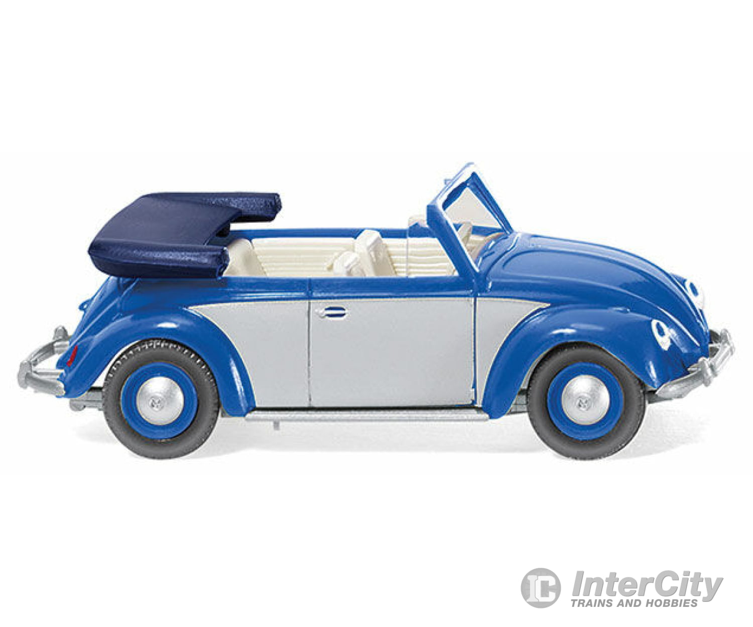 Wiking Ho 79404 1961 Volkswagen Beetle 1200 Convertible - Assembled -- Top Down (Blue Gray) Cars &