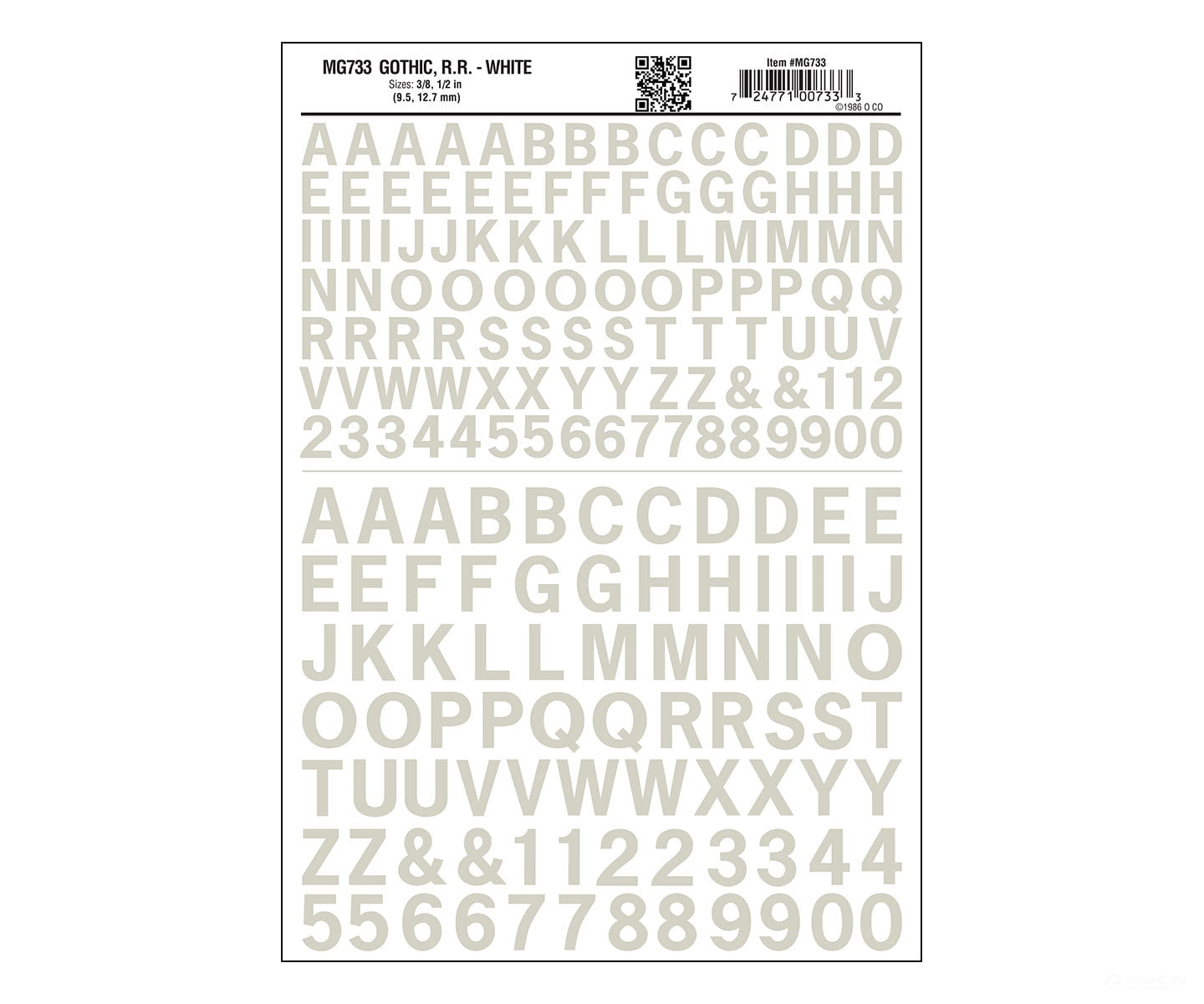 Woodland Scenics 0733 Gothic R.r. - White Decals