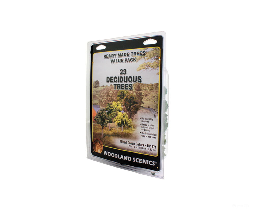 Woodland Scenics 1571 Ready - Mixed Green Deciduous (2’ - 3’) (23/Pk) Trees & Vegetation