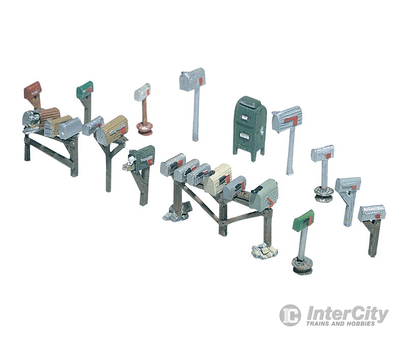 Woodland Scenics 206 Scenic Details(R) (Unpainted Metal Castings) Assorted Rural & City Mailboxes