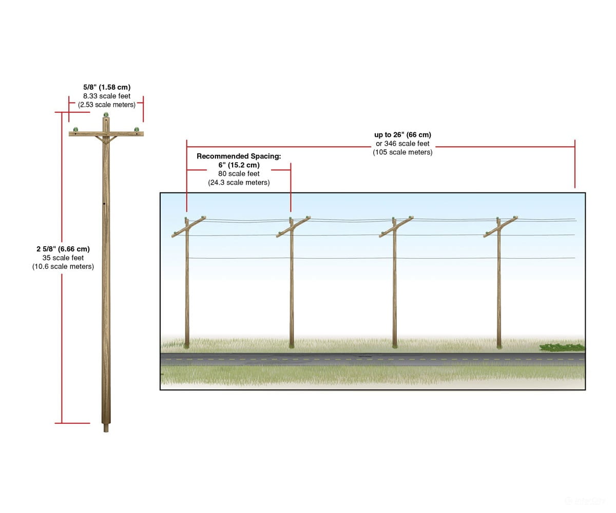Woodland Scenics 2250 Pre-Wired Poles Single Crossbar (N) Scenery Details
