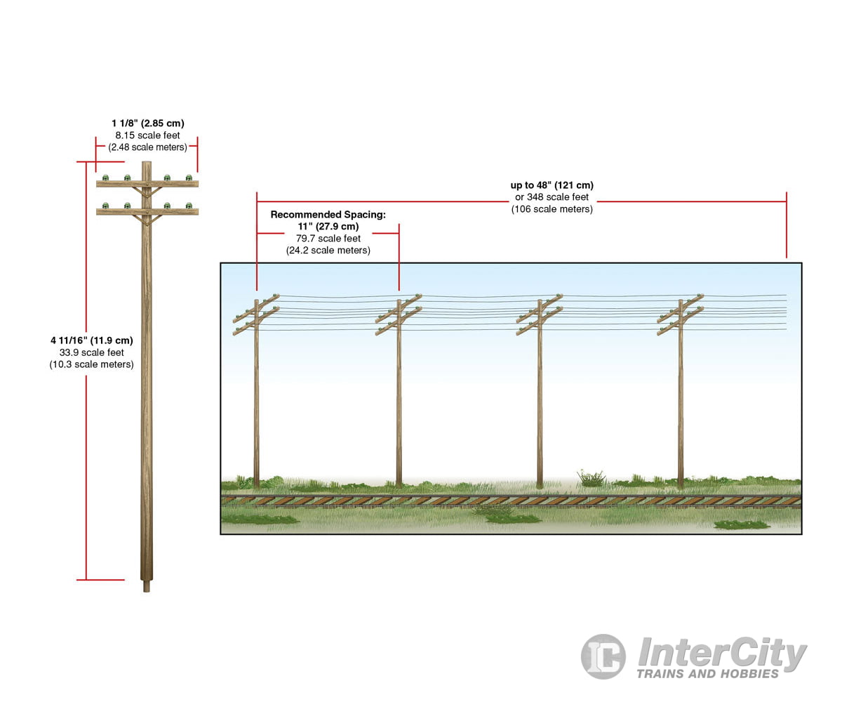 Woodland Scenics 2266 Pre - Wired Poles Double Crossbar (Ho) Scenery Details