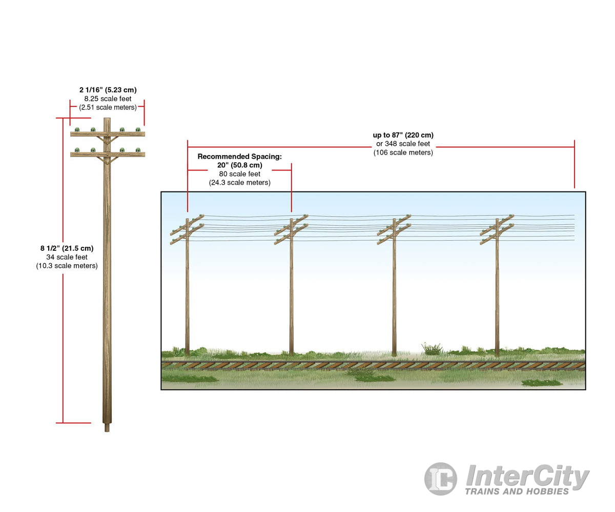 Woodland Scenics 2281 Pre-Wired Poles Double Crossbar (O) Scenery Details