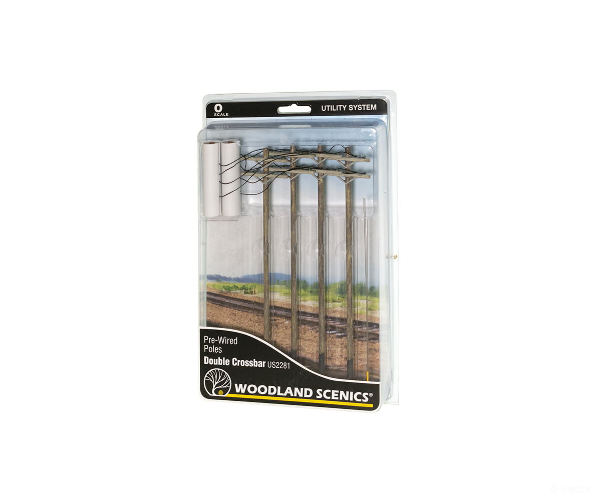 Woodland Scenics 2281 Pre-Wired Poles Double Crossbar (O) Scenery Details