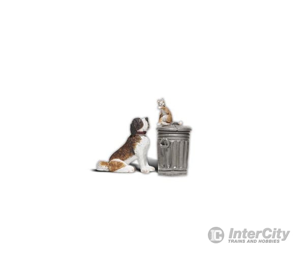 Woodland Scenics 2524 Scenic Accents(R) Figures - - Dog W/Cat On Trashcan