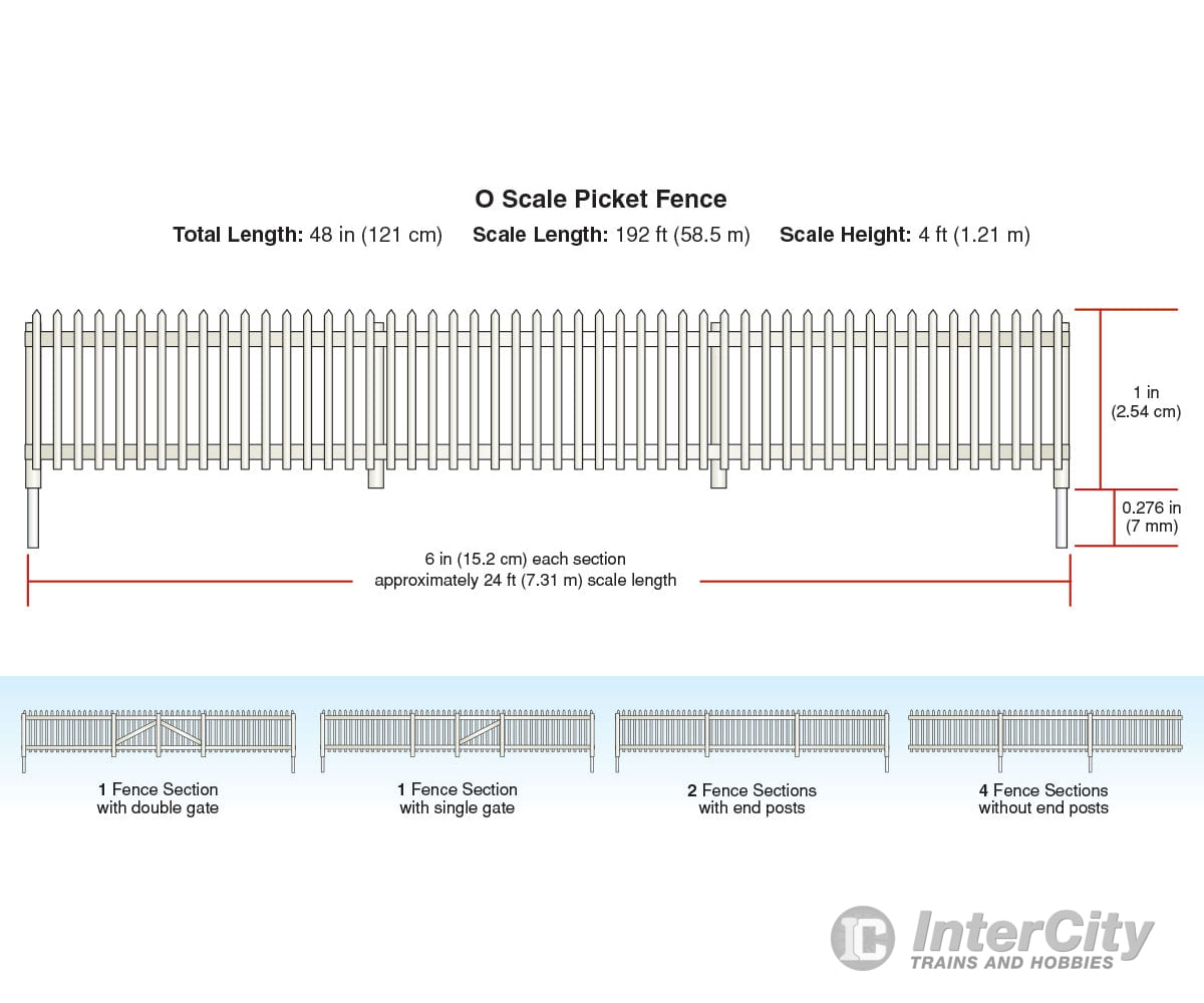 Woodland Scenics 3004 Picket Fence - Kit With Gates Hinges & Planter Pins Total Scale Length: